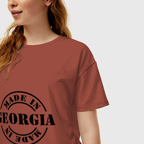 Женская футболка оверсайз Made in Georgia (сделано в Грузии) / Кирпичный – фото 3