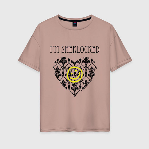 Женская футболка оверсайз Шерлок Сердце Im Sherlocked / Пыльно-розовый – фото 1