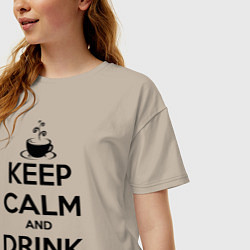 Футболка оверсайз женская Keep Calm & Drink Coffee, цвет: миндальный — фото 2