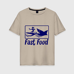 Футболка оверсайз женская Shark fast food, цвет: миндальный