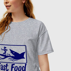 Футболка оверсайз женская Shark fast food, цвет: меланж — фото 2