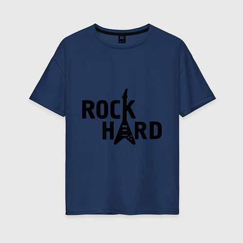 Женская футболка оверсайз Rock hard / Тёмно-синий – фото 1