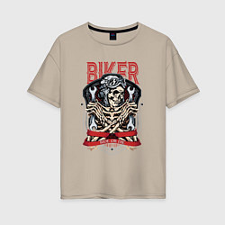 Женская футболка оверсайз Cool biker Skull
