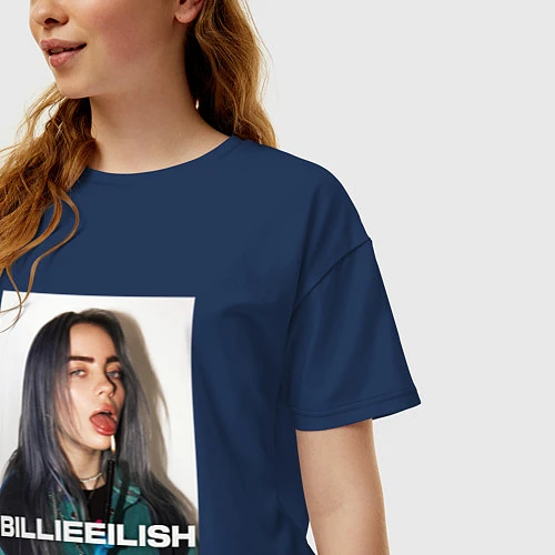 Женская футболка оверсайз Billie Eilish / Тёмно-синий – фото 3