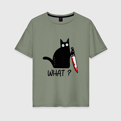 Футболка оверсайз женская What cat, цвет: авокадо