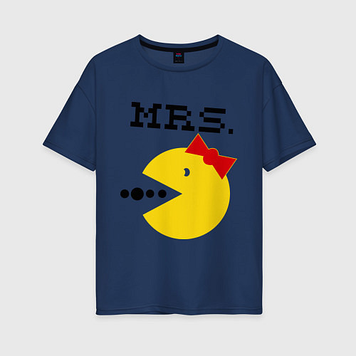Женская футболка оверсайз Mrs. Pac-Man / Тёмно-синий – фото 1