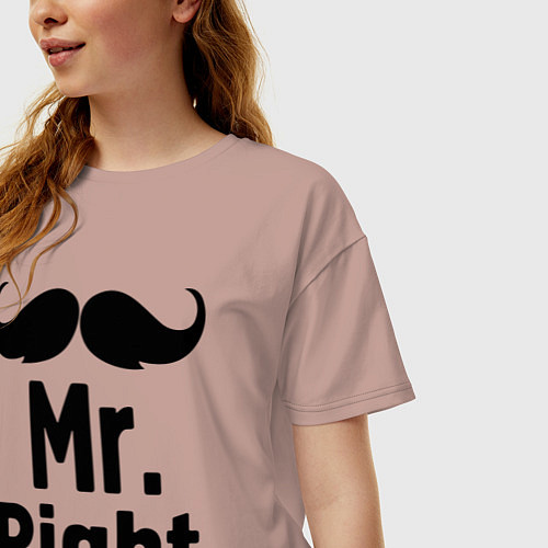 Женская футболка оверсайз Мистер прав (парная) / Пыльно-розовый – фото 3