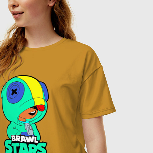 Женская футболка оверсайз Brawl Stars LEON / Горчичный – фото 3