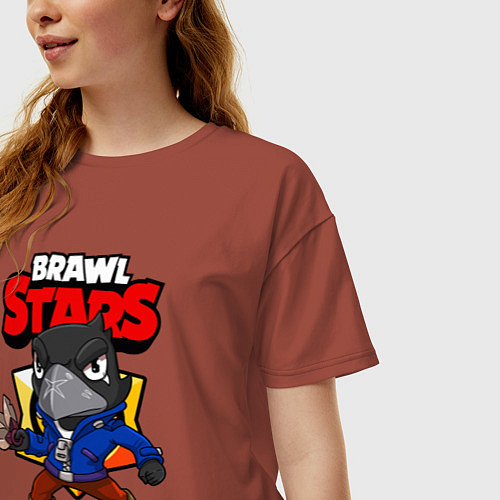 Женская футболка оверсайз BRAWL STARS CROW / Кирпичный – фото 3