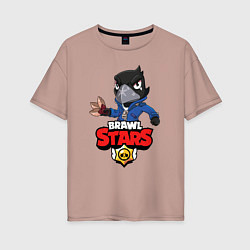 Футболка оверсайз женская BRAWL STARS CROW, цвет: пыльно-розовый