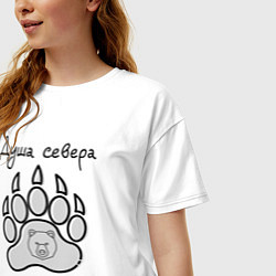 Футболка оверсайз женская Душа севера - след медведя, цвет: белый — фото 2