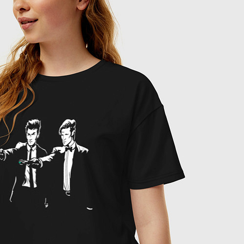 Женская футболка оверсайз Доктор Кто / Черный – фото 3