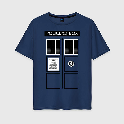 Женская футболка оверсайз Доктор Кто, ТАРДИС / Тёмно-синий – фото 1