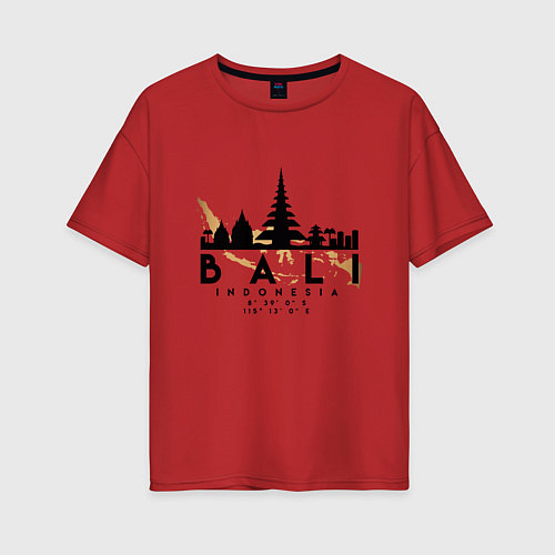 Женская футболка оверсайз Бали Индонезия / Красный – фото 1