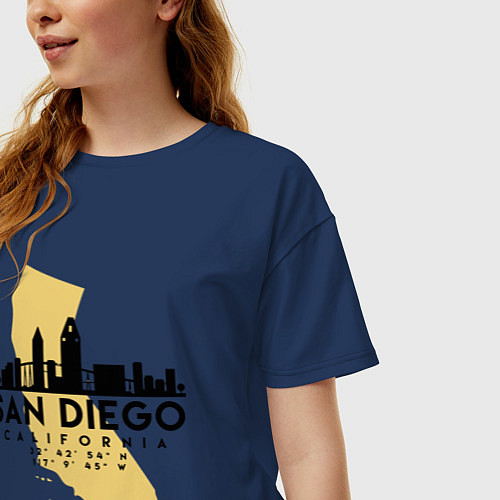 Женская футболка оверсайз Сан-Диего Калифрния / Тёмно-синий – фото 3