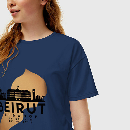 Женская футболка оверсайз Бейрут Ливан / Тёмно-синий – фото 3