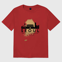Футболка оверсайз женская Сеул Южная Корея, цвет: красный