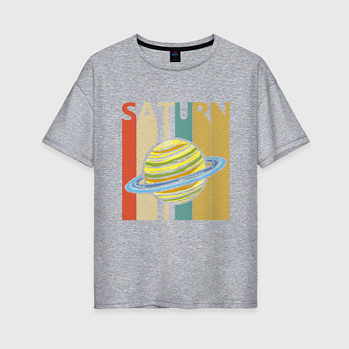 Женская футболка оверсайз Сатурн / Меланж – фото 1