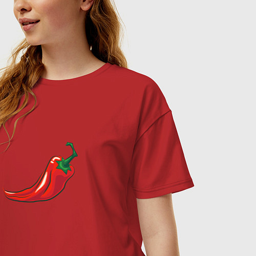 Женская футболка оверсайз Перец Чили / Красный – фото 3