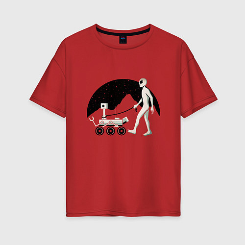 Женская футболка оверсайз Космос / Красный – фото 1