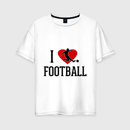 Женская футболка оверсайз I love football / Белый – фото 1