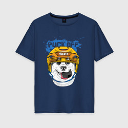Женская футболка оверсайз Hockey Dog