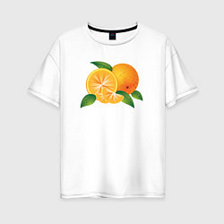 Футболка оверсайз женская Апельсины, цвет: белый