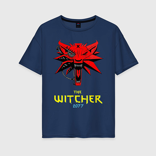 Женская футболка оверсайз Witcher 2077 / Тёмно-синий – фото 1