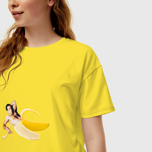Женская футболка оверсайз Николас Кейдж в банане / Желтый – фото 3