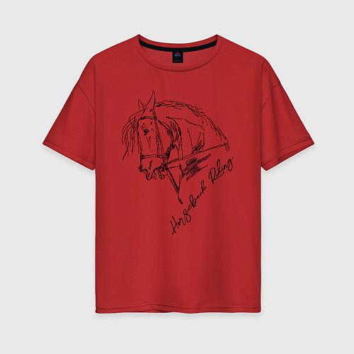 Женская футболка оверсайз Horse / Красный – фото 1