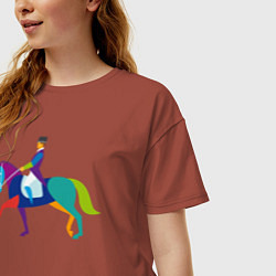 Футболка оверсайз женская Всадник на коне, цвет: кирпичный — фото 2