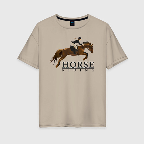 Женская футболка оверсайз HORSE RIDING / Миндальный – фото 1