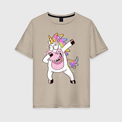 Футболка оверсайз женская Dabbing Unicorn, цвет: миндальный