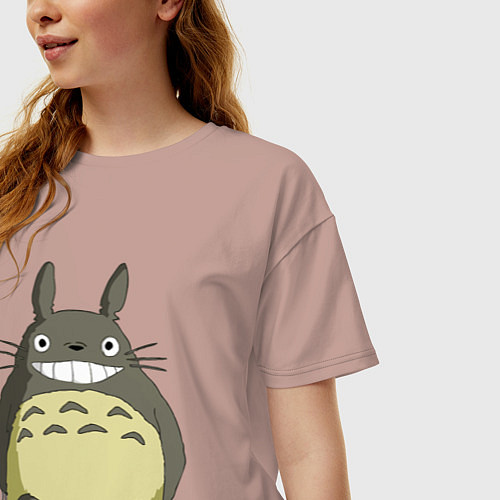 Женская футболка оверсайз Тоторо / Пыльно-розовый – фото 3
