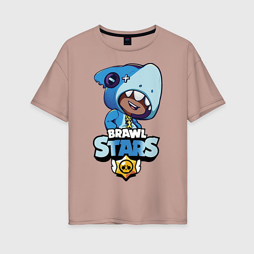 Женская футболка оверсайз Brawl Stars LEON SHARK / Пыльно-розовый – фото 1