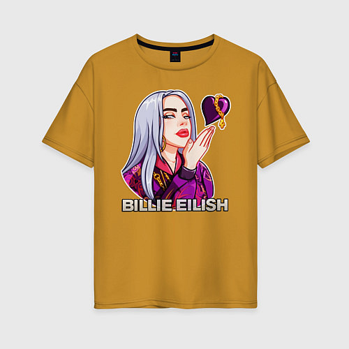 Женская футболка оверсайз BILLIE EILISH / Горчичный – фото 1