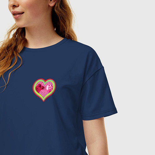 Женская футболка оверсайз Harley Quinn in heart / Тёмно-синий – фото 3