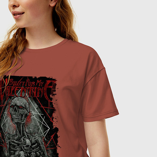 Женская футболка оверсайз Bullet for my valentine / Кирпичный – фото 3