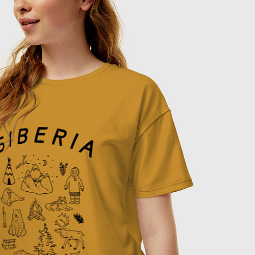 Женская футболка оверсайз Siberia / Горчичный – фото 3