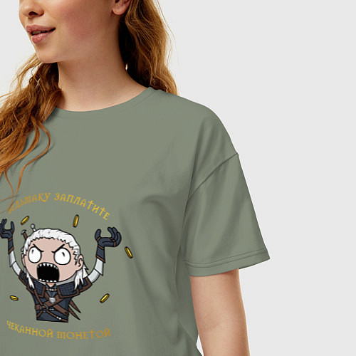 Женская футболка оверсайз Ведьмаку Заплатите / Авокадо – фото 3