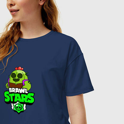 Женская футболка оверсайз BRAWL STARS:СПАЙК / Тёмно-синий – фото 3