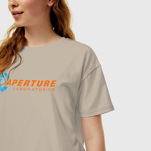 Женская футболка оверсайз Aperture Laboratorie / Миндальный – фото 3