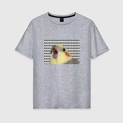 Женская футболка оверсайз Орущий попугай / Меланж – фото 1
