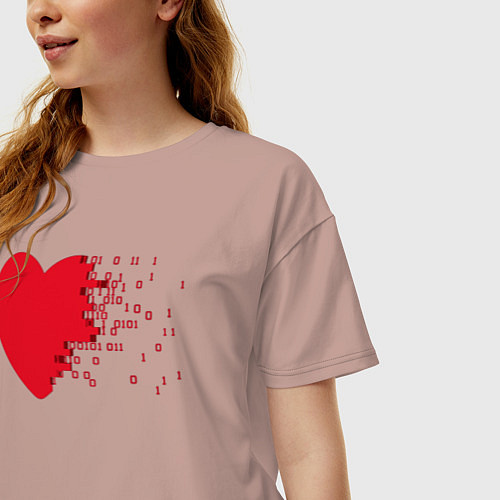 Женская футболка оверсайз Сердце / Пыльно-розовый – фото 3