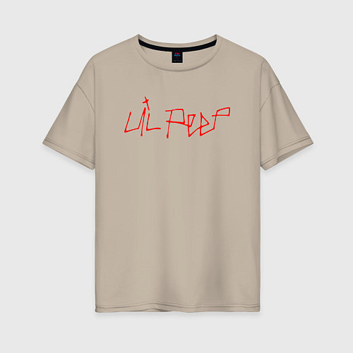 Женская футболка оверсайз LIL PEEP НА СПИНЕ / Миндальный – фото 1