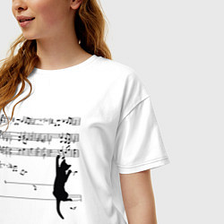 Футболка оверсайз женская Music cat, цвет: белый — фото 2
