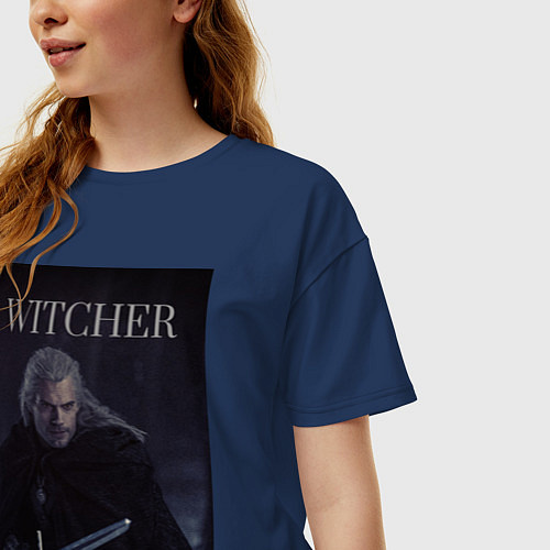Женская футболка оверсайз Ведьмак / Тёмно-синий – фото 3