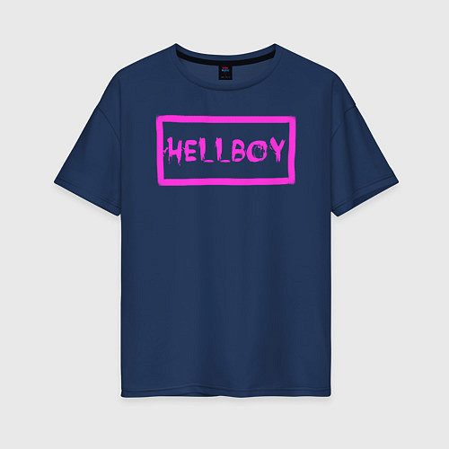 Женская футболка оверсайз HELLBOY / Тёмно-синий – фото 1