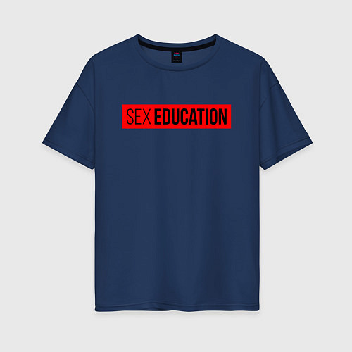 Женская футболка оверсайз SEX EDUCATION / Тёмно-синий – фото 1