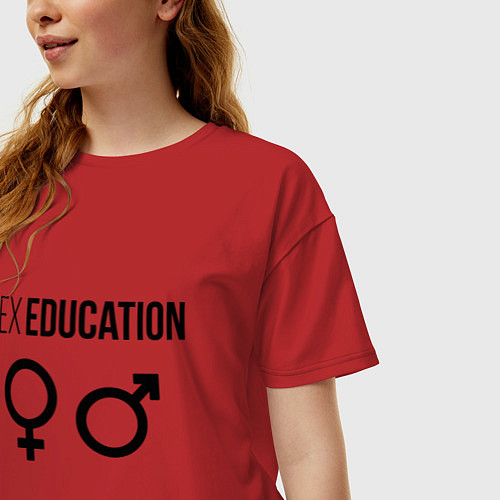 Женская футболка оверсайз SEX EDUCATION / Красный – фото 3